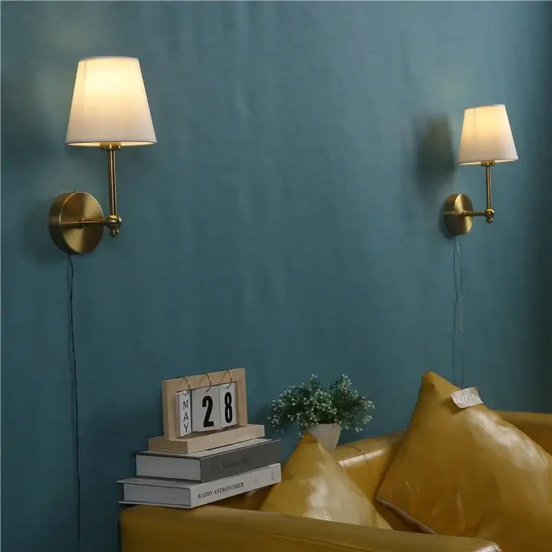 Luxury brass and gold wall lamp with cream fabric shade for bedroom decorbites led black style wall lamp lighting