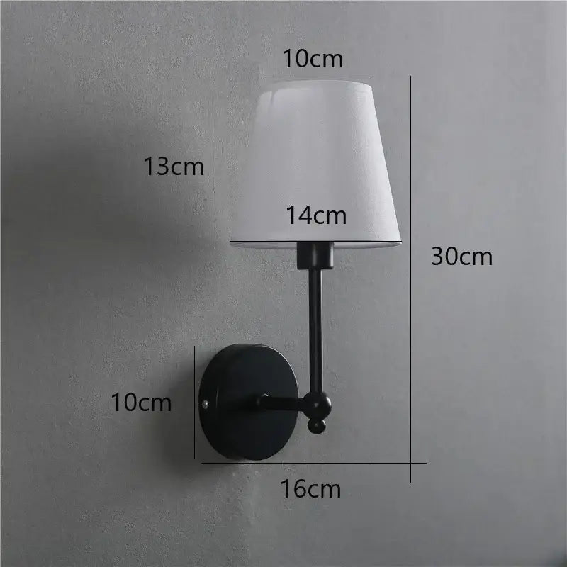 Black metal wall lamp with white fabric shade luxury brass and gold wall lamp bedroom sconce decorbites led black