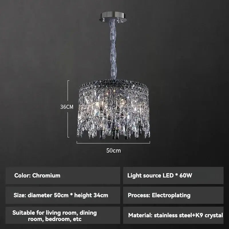 Luxury clear and purple crystal chrome chandelier with sleek chromium finish and cascading k9 crystal strands for dining room decorbites chrome chandelier