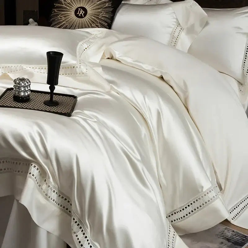 Luxury cream bedding set in 1000tc egyptian cotton with delicate lace trim perfect for elegant bedroom decorbites 1000tc egyptian