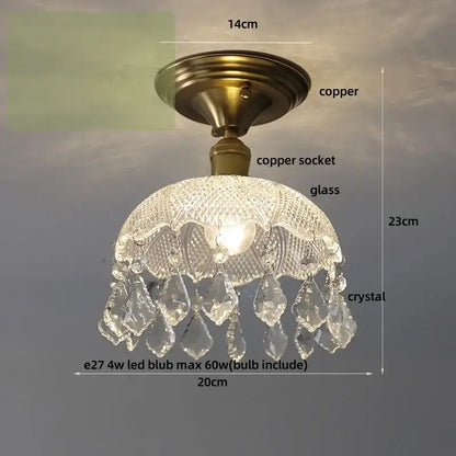 Luxury crystal brass ceiling lamp with clear crystal chandelier and copper-finished mount for living room decorbites glass grid