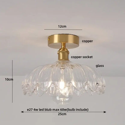 Clear glass pendant ceiling light with copper mounting base for decorbites crystal glass luxury bedroom decor