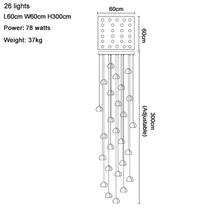 Luxury crystal led chandelier with 26 lights featuring square top and teardrop bulbs by decorbites crystal led