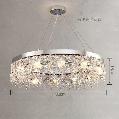 Luxury diamond crystal kitchen ceiling lamp with chrome frame and cascading clear crystal droplets by decorbites crystal kitchen