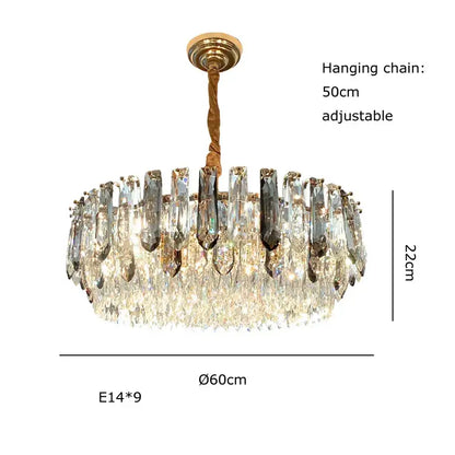 Luxury gold and bronze crystal modern pendant light with twisted rope chain and cascading glass prisms for dining room decorbites crystal modern pendant
