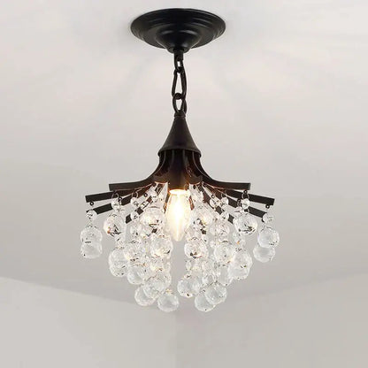 Black wrought iron pendant light with clear crystal beads from decorbites gold black crystal dining room chandelier
