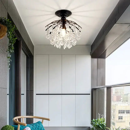 Luxury gold and black crystal pendant light chandelier with black metal frame and dangling clear crystal droplets for dining room decorbites gold black