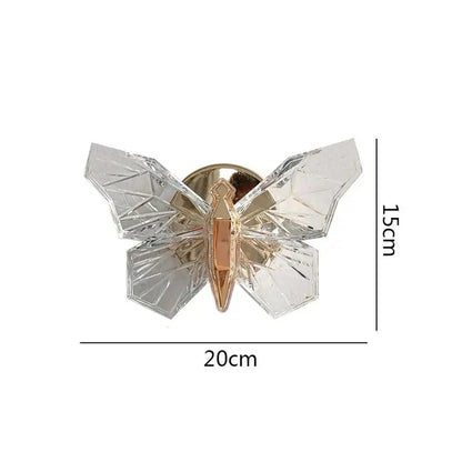 Clear faceted crystal butterfly pin with gold metallic body and accent for luxury gold butterfly wall lamp lighting