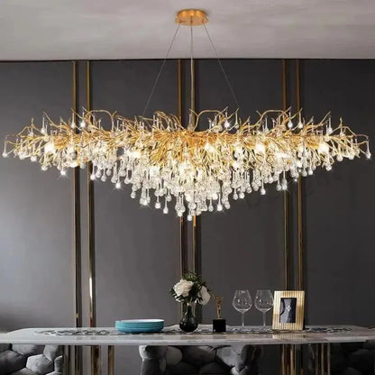 Luxury gold crystal branch chandelier with intricate branch-like arms and cascading crystal droplets for dining room decorbites crystal branch