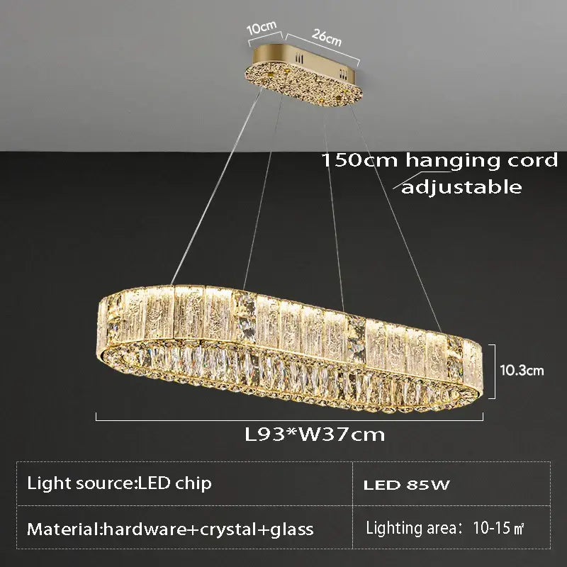 Luxury gold crystal ceiling chandelier with embedded crystals and adjustable 150cm cord by decorbites crystal ceiling