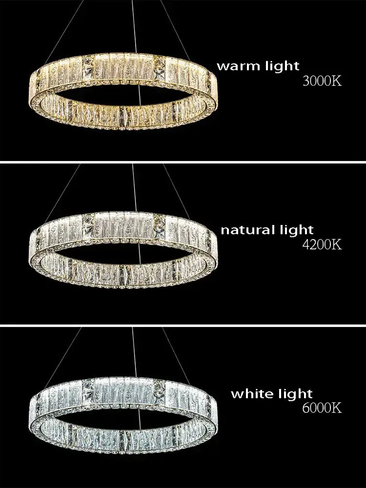 Luxury gold decorbites crystal ceiling chandelier with double ring led and metallic frame for dining room decor