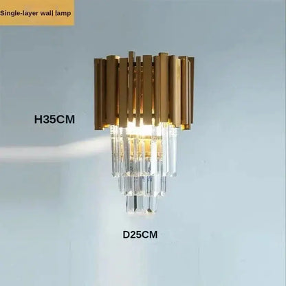 Luxury gold crystal ceiling chandelier with gold-toned metal and clear crystal tiered wall lamp for living room decorbites crystal ceiling