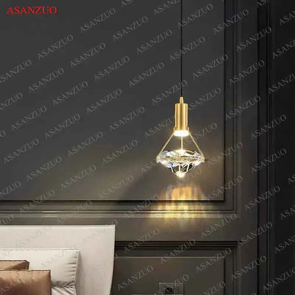 Luxury gold wall sconce with decorbites crystal diamond led geometric cage for elegant bedroom lighting