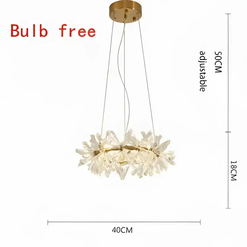Luxury gold crystal flower chandelier with bulb free circular design and adjustable hanging wires for living room decorbites crystal flower