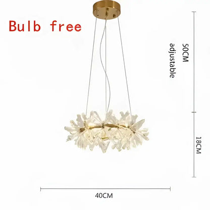 Luxury gold crystal flower chandelier with bulb free circular design and adjustable hanging wires for living room decorbites crystal flower