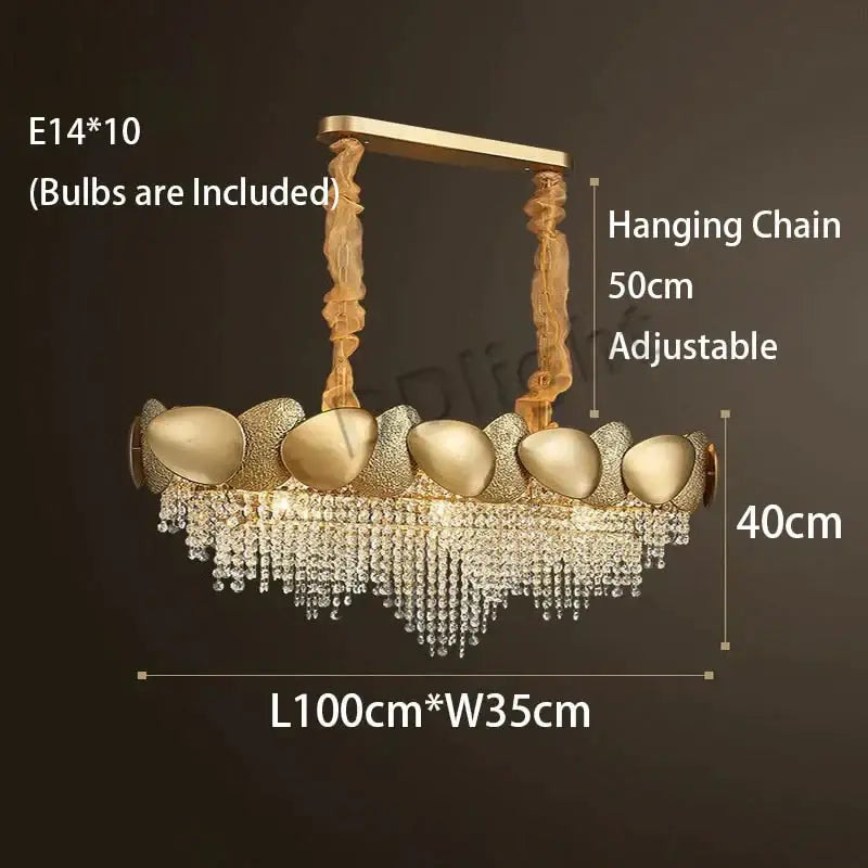Gold-toned decorbites™ lizzie led ceiling chandelier with polished metallic orbs and cascading crystal luxury tassels
