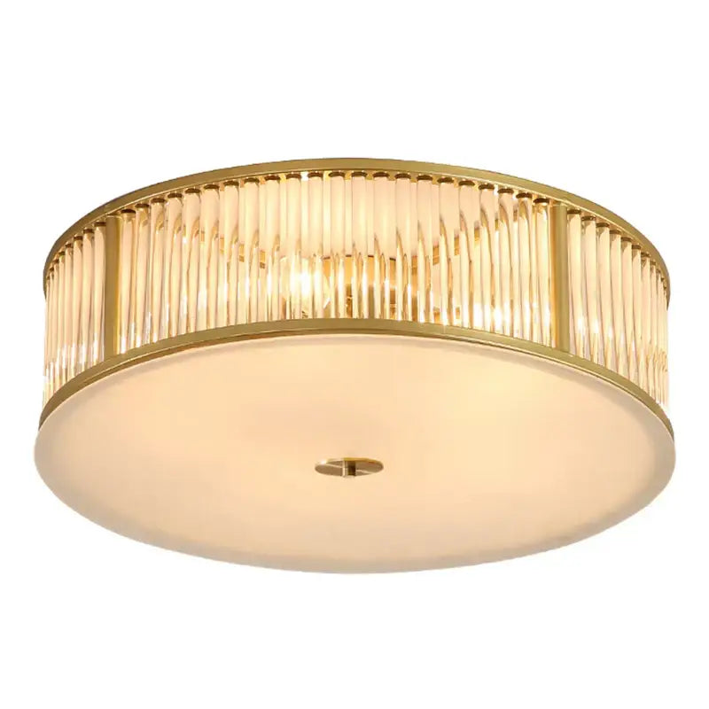 Luxury gold crystal led ceiling lamp with vertical crystal rods and frosted glass diffuser for living room decorbites ceiling lamp