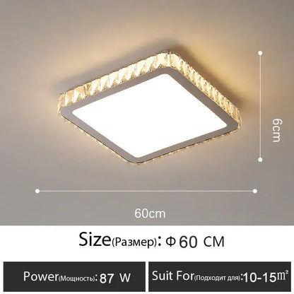 Luxury gold crystal led ceiling lamp with a modern square white panel decorbites crystal led ceiling decor