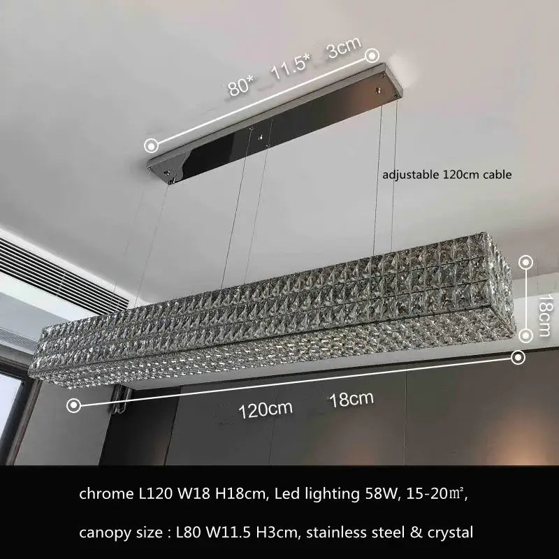 Luxury gold crystal led pendant light with chrome canopy and stainless steel frame featuring sparkling crystal facets