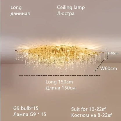 Luxury gold crystal water drop chandelier with radiant cascading design for elegant dining room decorbites crystal water drop lighting