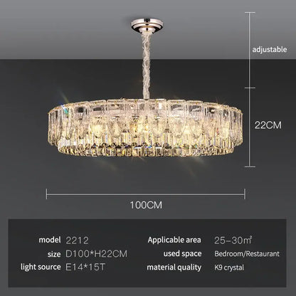 Luxury gold decorbites crystal ring chandelier with cascading k9 crystal prisms and polished chrome mount for dining room