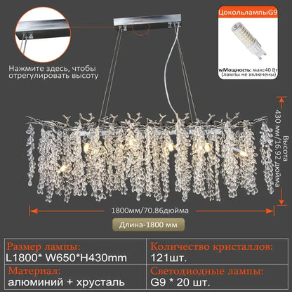 Luxury gold decorbites grape crystal chandelier with chrome frame and clear crystal droplets for dining room lighting