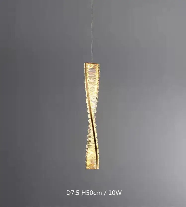 Luxury gold dimmable crystal wall sconce with twisted glass design and warm golden illumination for living room decorbites dimmable crystal