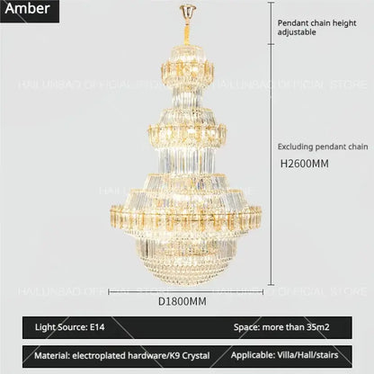 Luxury gold multi-tiered decorbites crystal chandelier with k9 crystal and gold electroplated hardware for living room