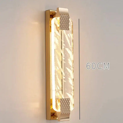 Luxury gold rectangular crystal wall lamp with clear panels and textured metallic accents for bedroom decorbites crystal wall lamp
