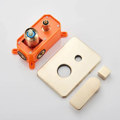 Orange plastic shower faucet valve assembly with brass fittings and brushed gold finish for luxury shower faucet set