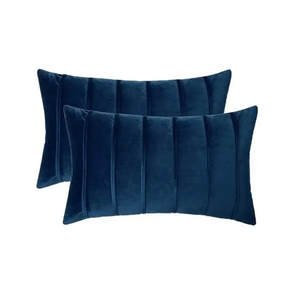 Deep navy blue velvet rectangular pillow covers with vertical pleats for decorbites blue velvet stripe living room cushion cases