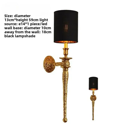 Luxury textured gold and black wall lamp with ornate gold finish and black lampshade for elegant bedroom decorbites copper wall lamp