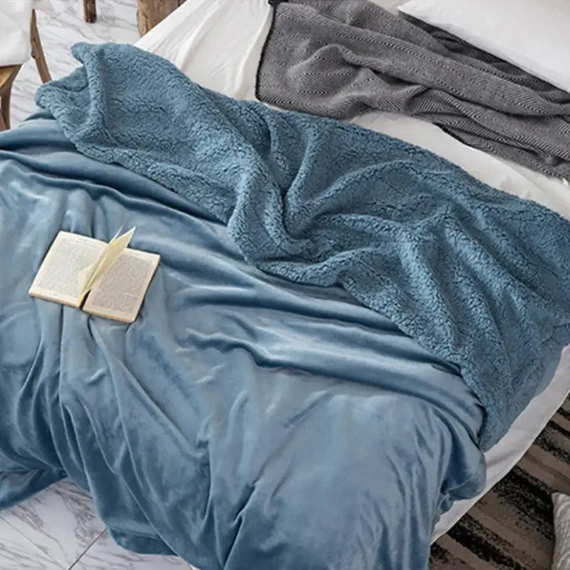 A decorbites cozy plush blue fleece throw blanket with soft texture and gentle folds for bedroom sherpa decorbites cozy plush