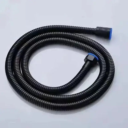 Matte black corrugated shower hose with blue-tipped connectors for decorbites adjustable shower head high pressure use