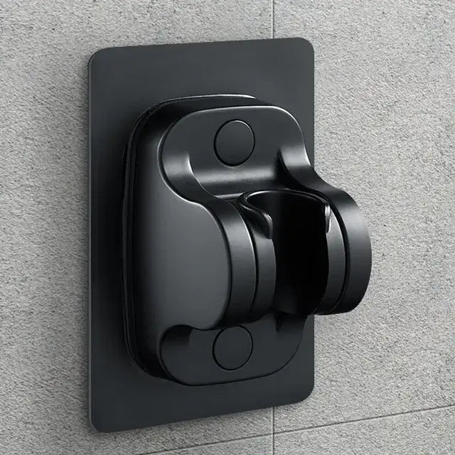 Black matte-finish wall-mounted shower head holder with sleek modern design for enhanced shower experience decorbites adjustable