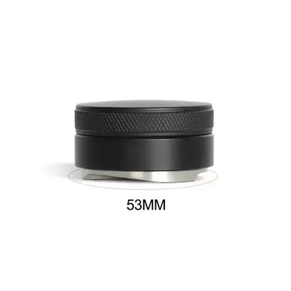 Matte black textured metal adjustable palm tamper with 53mm diameter for kitchen coffee distribution