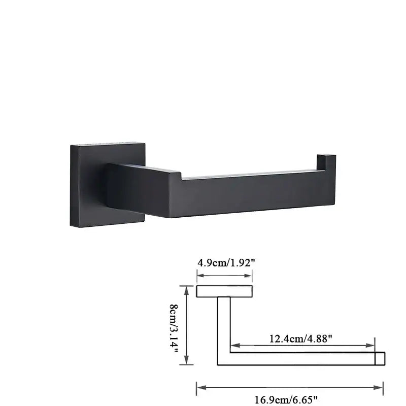 Black matte-finished metal toilet paper holder from decorbites black bathroom accessories set with modern sleek design