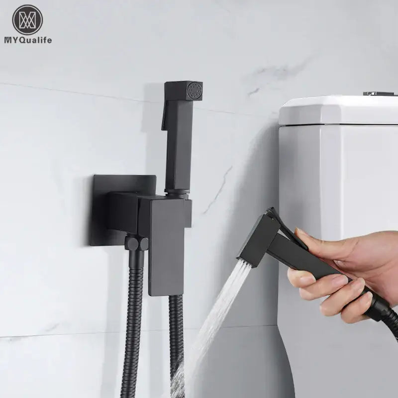 Matte black brass bidet faucet with handheld spray and flexible hose for bathroom decorbites brass bidet use