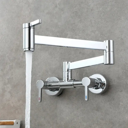 Matte black brass foldable pot filler tap kitchen wall faucet with chrome finished articulated dual handle filler tap