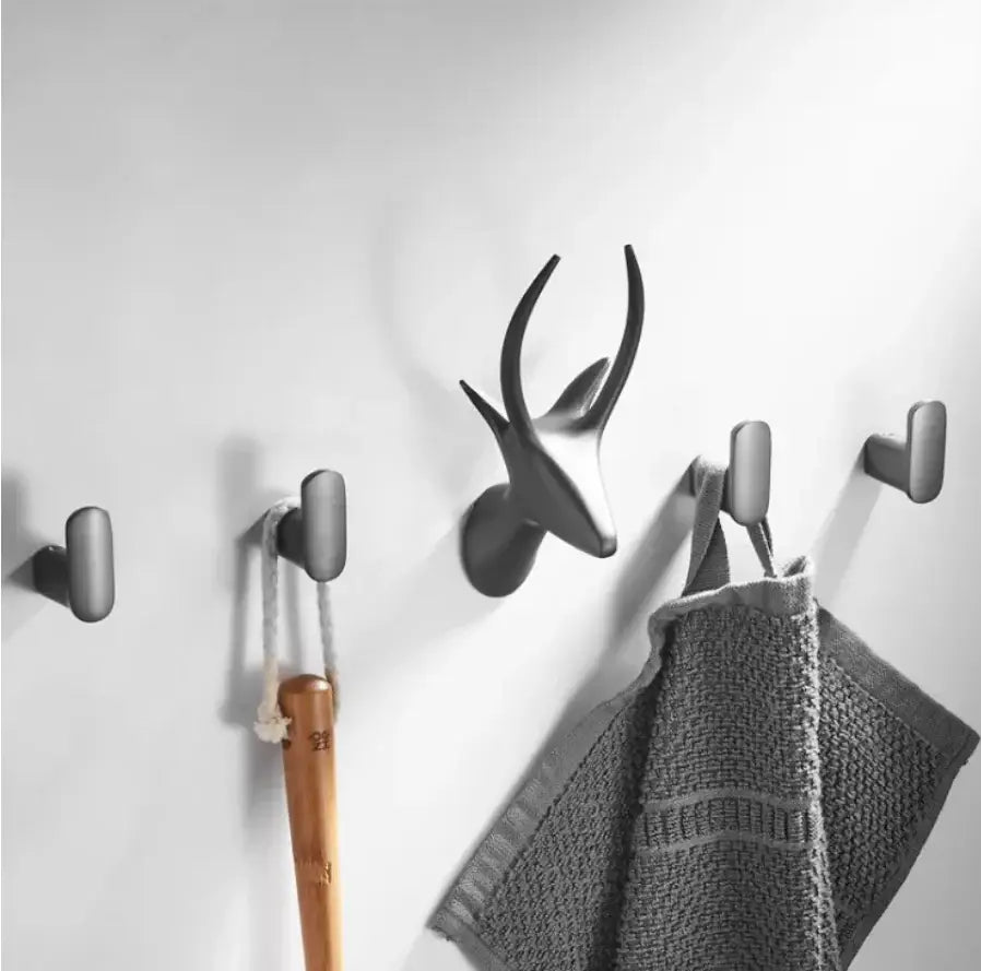Matte black brass gray deer hook shaped like antlers made of brass gray for entryway wall decorbites brass gray