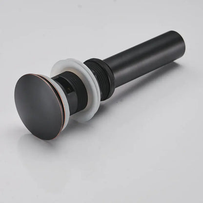 Matte black brass vessel sink pop up drain with overflow featuring black matte finish brass black decorbites design