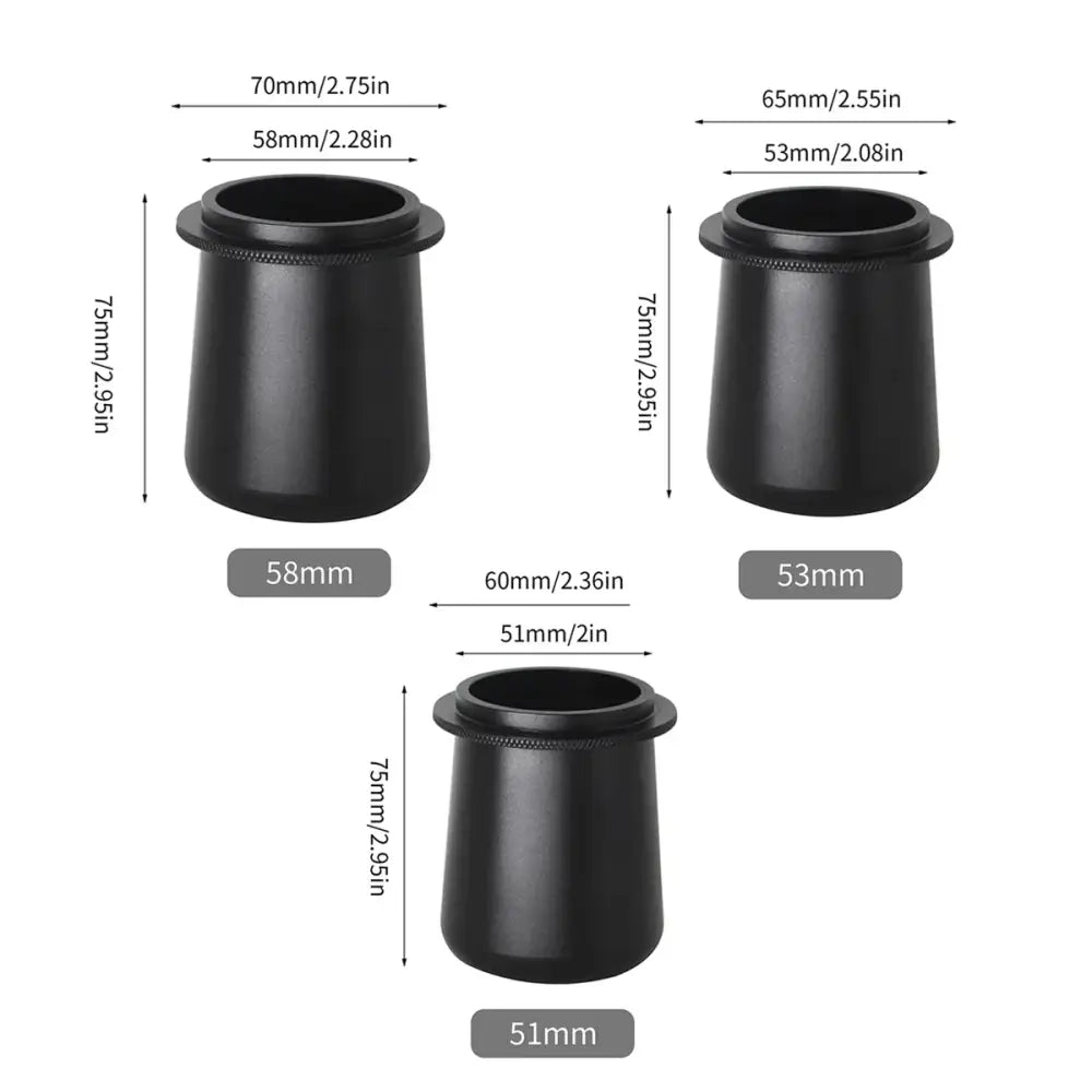 Matte black ceramic espresso machine dosing cup adapter caps with threaded tops for decorbites espresso machine dosing use
