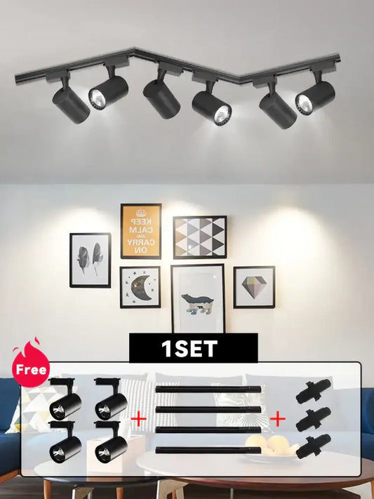 Matte black cob chandelier track ceiling spotlights with adjustable black matte finish for modern living room decorbites cob chandelier