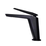Matte black basin mixer faucet with contemporary square design and cold water function for modern bathrooms