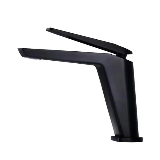 Matte black basin mixer faucet with contemporary square design and cold water function for modern bathrooms