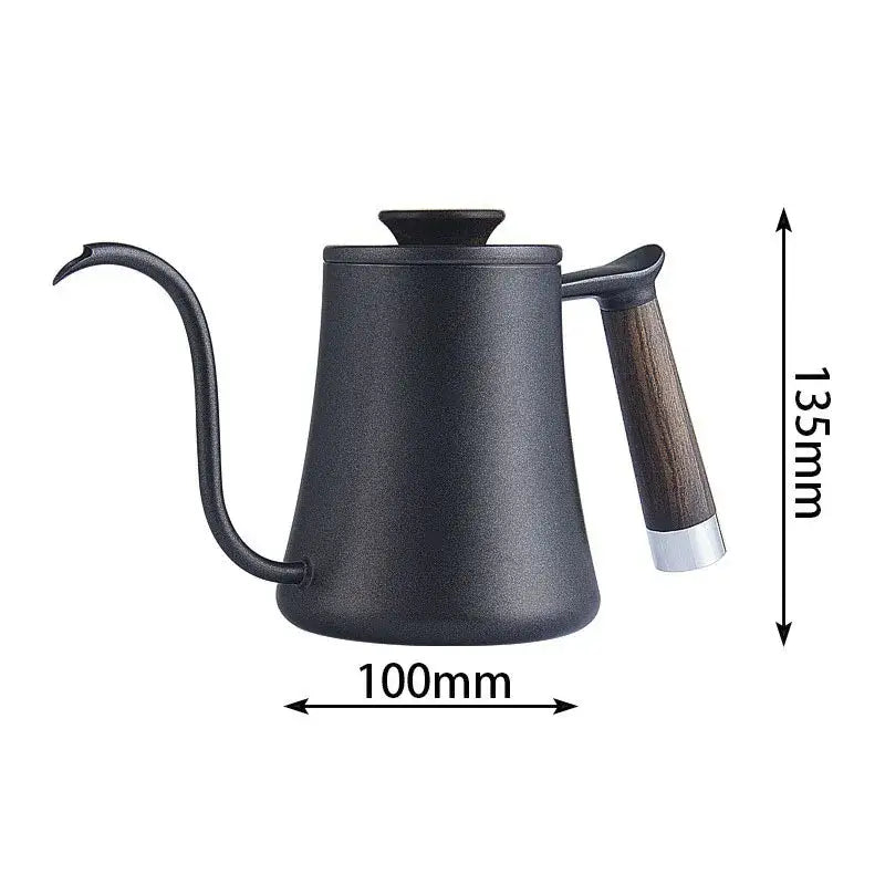 Matte black gooseneck pour over kettle with wooden handle and silver accent by decorbites gooseneck pour kitchen accessory