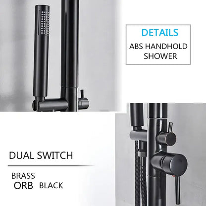 Matte black led rainfall outdoor shower set with handheld spray and dual switch control black abs handheld shower
