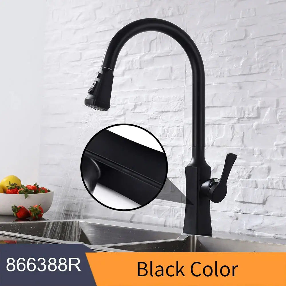 Matte black single handle pull down kitchen faucet with black single handle and sleek curved spout by decorbites