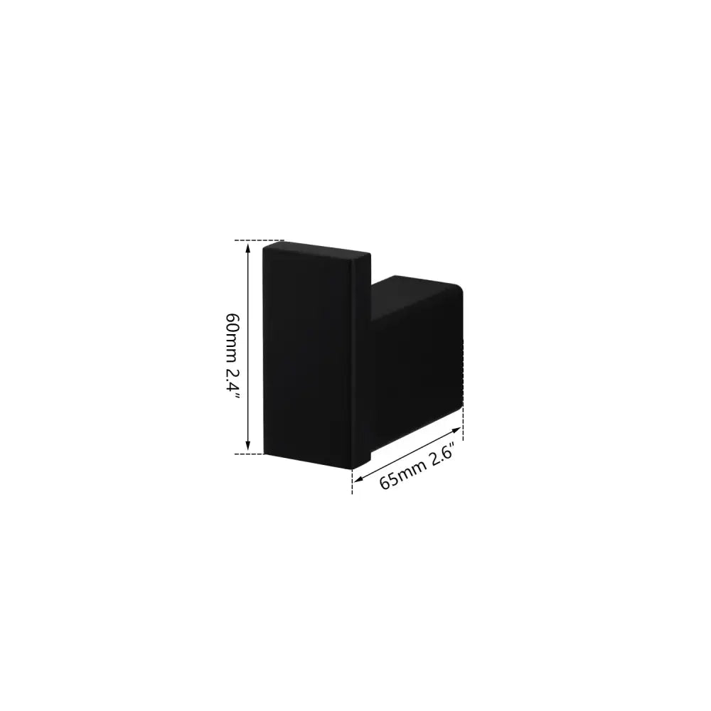 Matte black l-shaped bracket 60mm tall 65mm wide in stainless steel bathroom hardware set with frosted glass