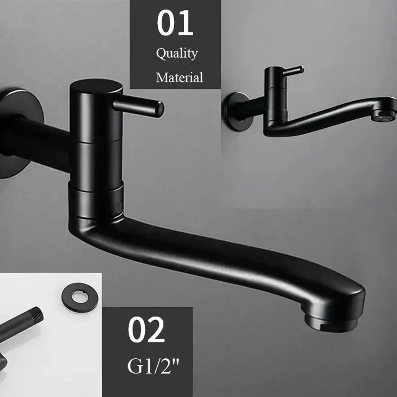 Matte black stainless steel kitchen faucet with swivel spout and g1/2’’ threading by decorbites black stainless